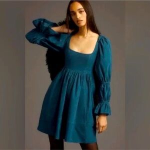 Anthropologie Teal Long Sleeve Dress